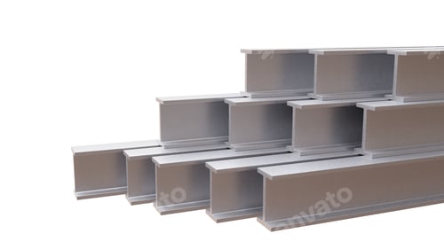 Preview: Steel beams H shape profile isolated on white,
