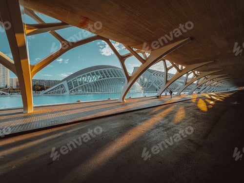Preview: Futuristic Architecture and Cityscape Under a Modern Bridge