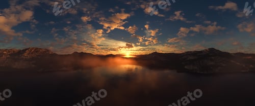 Preview: Dramatic Aerial Panorama of Clouds and Mountain Landscape. Nature Background.