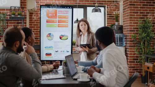Preview: Woman doing business presentation in boardroom office