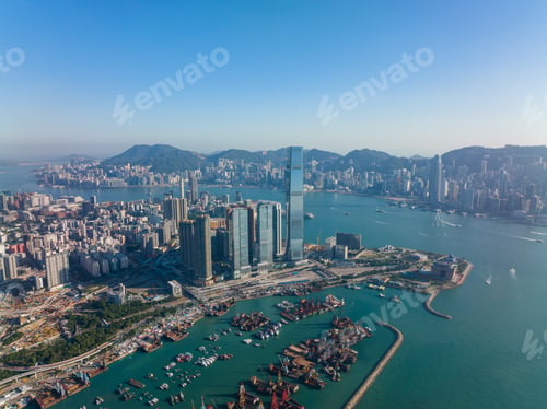 Preview: Hong Kong 09 December 2021: Aerial view of Hong Kong city