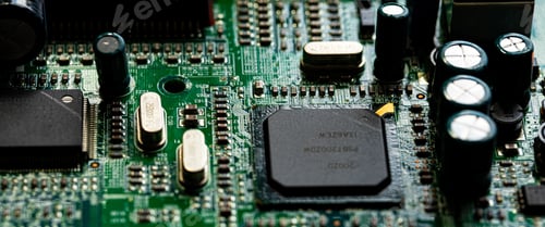 Preview: Macro Close up of components and microchips on PC circuit board