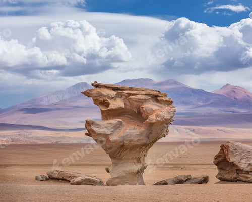 Preview: Stone tree or arbol de piedra, the famous stone tree rock formation created by wind, Bolivia. Andes