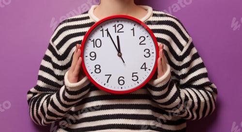 Preview: Woman holding clock