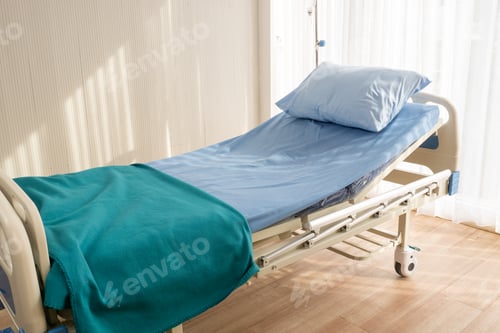 Preview: Close up of hospital bed at the hospital room