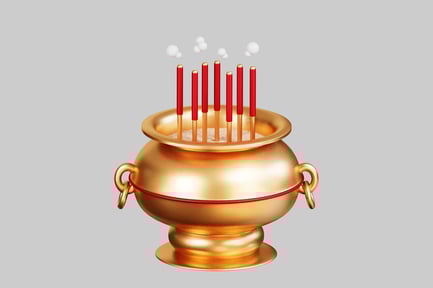 Preview: Golden incense burner with candles and spheres