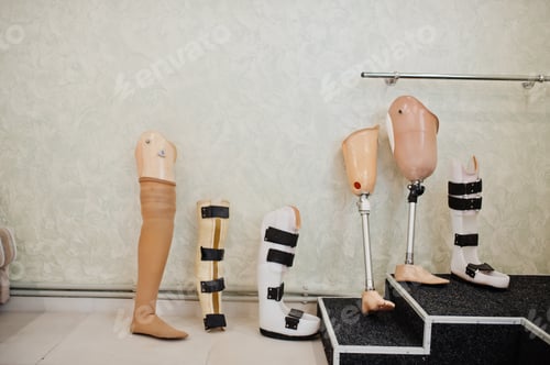 Preview: Six prosthetic leg at prosthetist clinic.