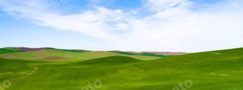 Preview: Rolling Green Hills Agricultural Land Partly Cloudy Blue Sky