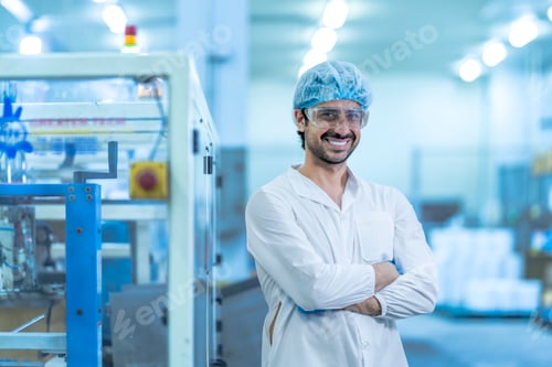 Preview: A quality control supervisor in protective gear in food factory.