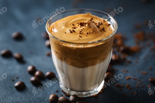 Preview: Dalgona coffee with whipped foam in cup