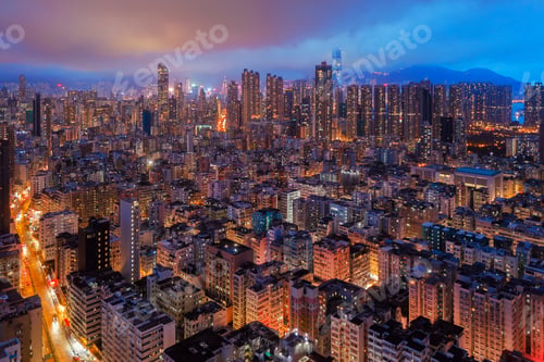 Preview: Hong Kong Downtown, China. Financial district in city in Asia. Skyscraper buildings