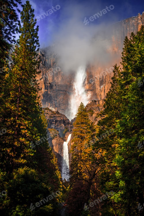Preview: Cloudy Day On Yosemite Falls, Yosemite National Park, California
