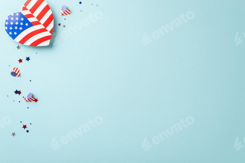 Preview: Happy Independence Day USA! Overhead perspective of festive ornaments