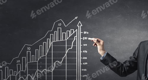 Preview: Hand Drawing Results Graph With White Chalk On Blackboard
