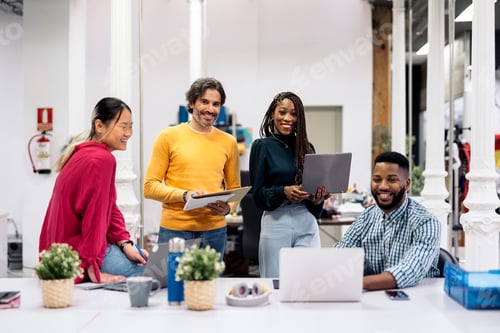 Preview: Happy Multicultural Office Workers Portrait