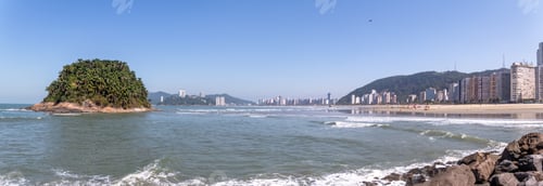 Preview: Panoramic view of Sao Vicente city Skyline and Urubuquecaba Island - Santos, Sao Paulo, Brazil