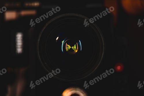 Preview: Selective focus shot of camera lens