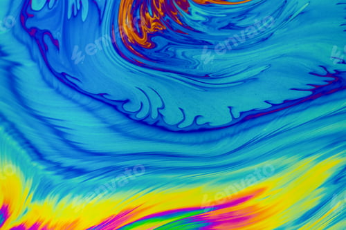 Preview: Psychedelic multicolored patterns background. Photo macro shot of soap bubbles