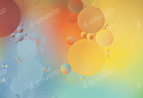 Preview: Water in oil in an abstract style on a multicolored gradient background. Surrealism.
