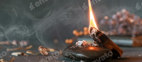 Preview: Tarot, astrology,Esoteric, Occult mystical ritual scene of sorcery tarot candles,dried flowers, palo