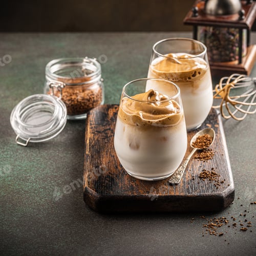 Preview: Dalgona coffee in glass cup