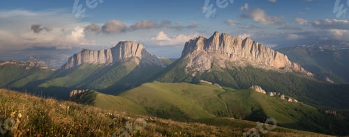 Preview: Caucasus mountains (Eastern and Western Acheshbok) under a blue
