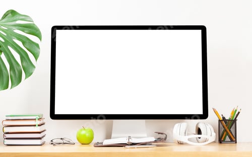 Preview: Home workspace with computer and headphones