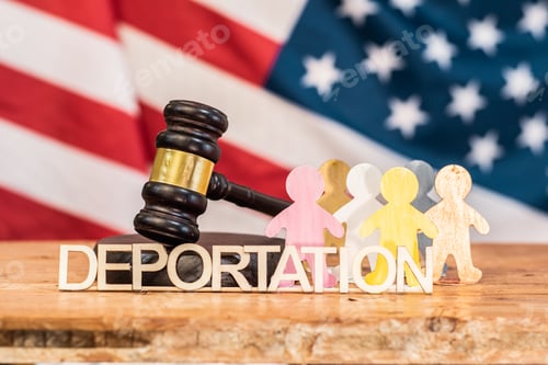 Preview: A judge's gavel on a courtroom table with wooden figures and - deportation