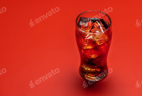 Preview: Refreshing glass of cola with ice