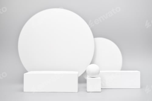 Preview: Minimalist Geometric Shapes on White Backdrop for Mockups