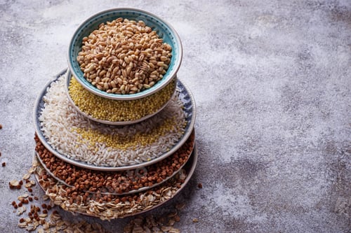 Preview: Different type of groats: rice, semolina, wheat, oatmeal, oat, buckwheat