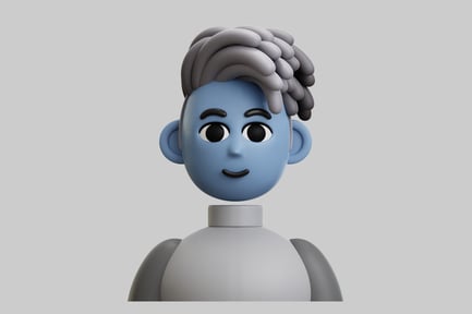 Preview: Blue toon character with gray hair