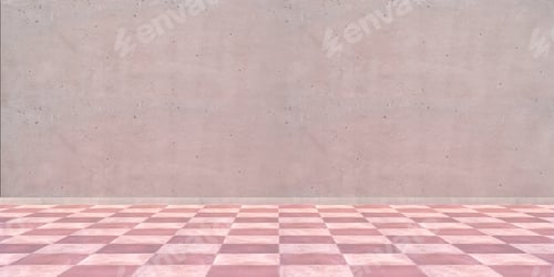Preview: Soft Pink Wall and Checkered Floor Pattern