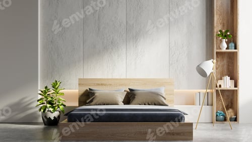 Preview: Luxury bedroom interior design concept idea and concrete wall.