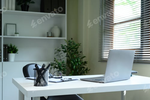 Preview: Laptop computer on table. Workspace concept