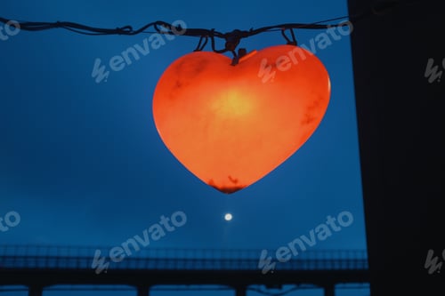 Preview: heart shaped lanterns against blue sky