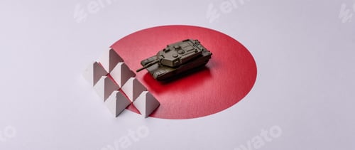 Preview: Anti-tank barrier or dragon's teeth made of concrete and iron as a fortification. Dragon's teeth