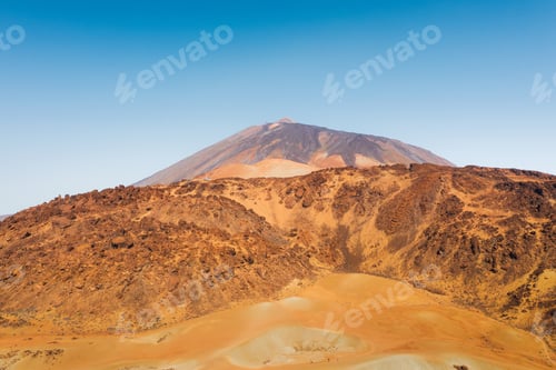 Preview: Mars the red planet's desert landscape. Teide National Park. Beautiful view of the Teide volcano