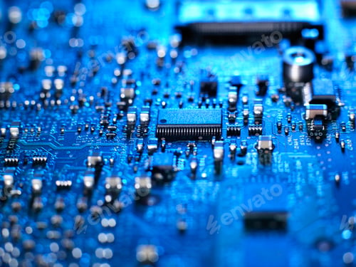 Preview: Inside of a laptop computer showing chips, circuit boards and components