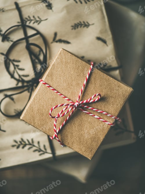Preview: Wrapped Holiday Gifts with Rustic Wrapping Paper