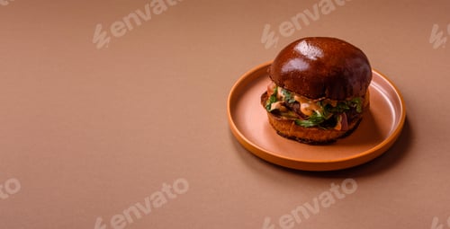 Preview: A burger, a hamburger with cheese, beef, and a bun, is unhealthy takeaway food. A burger