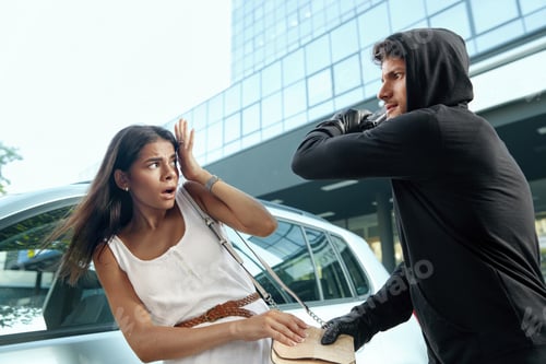 Preview: Robber want to steal handbag of frightened girl