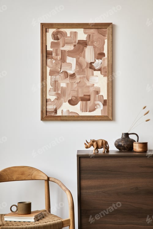Preview: Minimalistic composition of creative living room interior