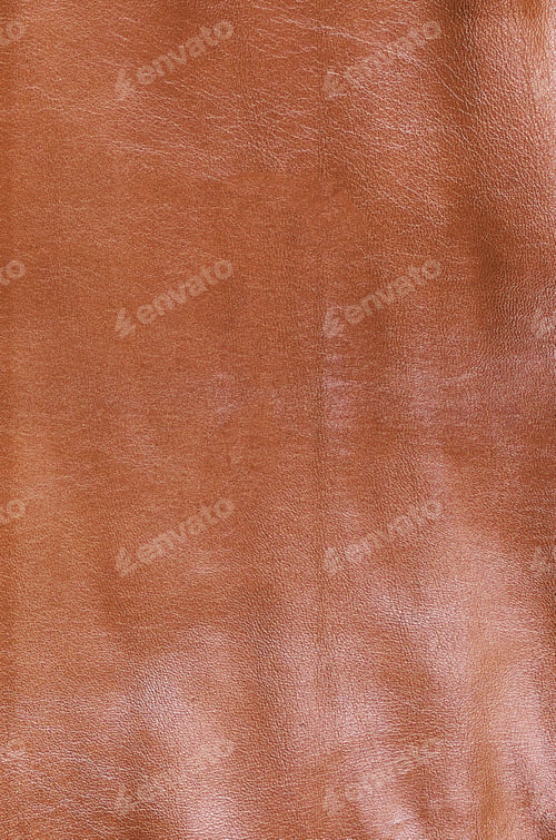 Detailed Close-up of Textured Brown Leather Material