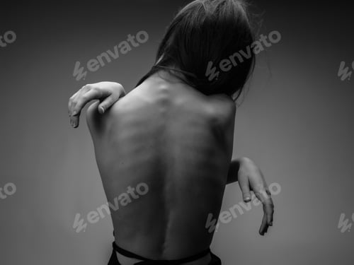 Preview: women back posing clear skin nude body studio