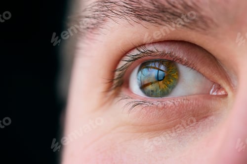 Preview: Macro Studio Expression Shot Of Young Man's Eye With Close Up On Eyelashes And Pupil