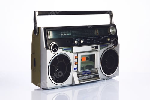 Preview: Stylish retro boombox on white