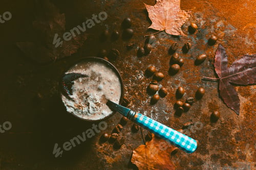 Preview: Art Style. Still Life Coffee- Dark Food Photo. Coffee Bean Background