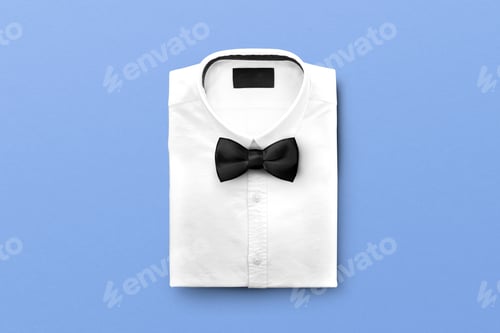Preview: Crisp White Shirt with Black Bow Tie