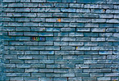 Visualização: Tijolos azuis, parede azul, orgulho